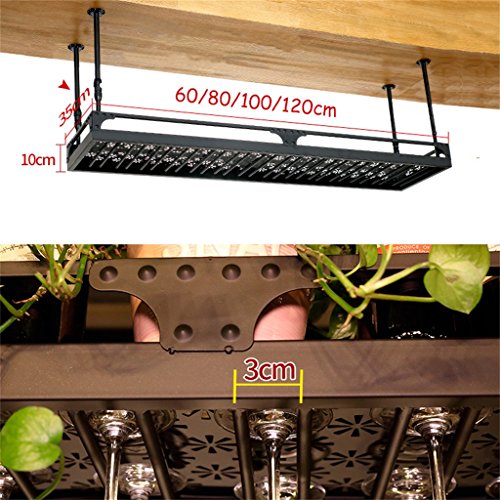 Qunine Wine Racks Adjustable Height, Ceiling Mounted Hanging Wine Bottle Holder Metal Iron Wine Glass Rack Goblet Stemware Racks Bronze, Size : 1
