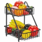 2-Tier Fruit Rack Fruit Basket Fruit Bowl Veg Rack Storage Basket Storage Shelf ,Black