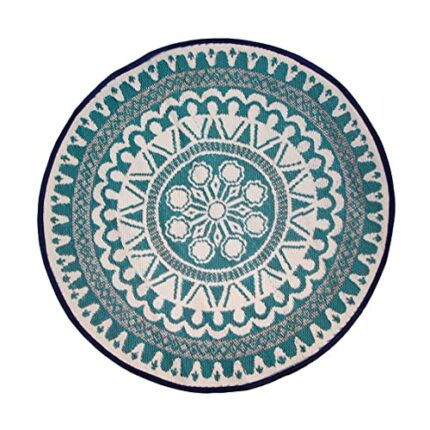 Talking Tables Moroccan Souk Blue Round Outdoor Rug - Recycled Plastic Sustainable Garden Furniture - Perfect for Garden Parties, Festivals & BBQ
