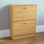 Vida Designs 2 Drawer Shoe Cabinet Cupboard Shoe Storage Organiser Pull Down Wooden Hallway Furniture Unit, Pine