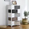 Ruication Bedside Table Storage Cabinets Wicker Woven Baskets Organiser Large Chest of Drawer Side Cupboard Unit Nightstand Fully Assembled for B