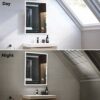 Super Slim Bathroom Mirror Horizontal | 1 Led Strips| Polished Edge Frameless | Defogger And Dimmer|Touch Switch|Copper Free Silver Backed, Suita