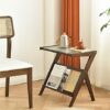 UVAN ART Side Table Living Room for Small Spaces Outdoor Coffee Tables for Garden Wooden Side Table in Glass for Bedroom Rattan Side Table Natura