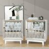 blingworld Floating Mirror Nightstand,White Bedside Table,Small Night Stand,Modern End Table with Drawer,Silver with Mirror Drawer,Side Table Wal