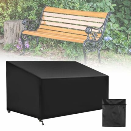 YHomU 4-Seater Garden Bench Cover, Waterproof 210D Oxford Cloth Cover for Garden Furniture, 74.8 x 26 x 35 Dust-Proof Rattan Sofa Protective Cove