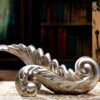 Stylish Simplicity Silver Leaf Shape Wine Rack Decoration Modern Art Creative Decoration European Living Room Desktop Bar New House Wine Cabinet