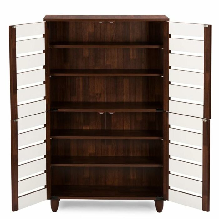 WALNUT Finished Wooden Door Shoe Cabinet 4 Door Shoe Cabinet Shoe Shelf Organizador De Home Furniture