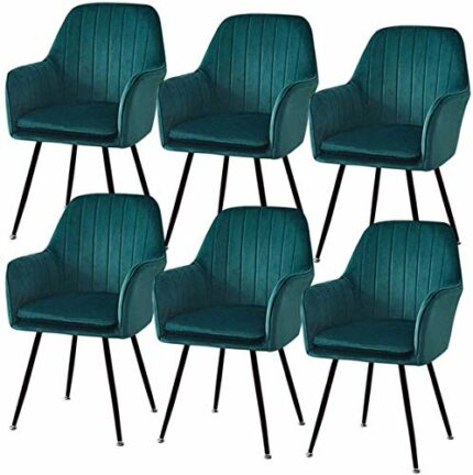 dining chair Kitchen Dining Room Furniture Chairs Velvet Dining Chairs Set Of 6 Velvet Seat Armchair With Backrest Kitchen Chair Metal Legs Non-S