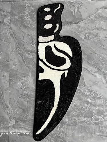 Surprisingly Skull Knife Carpet Indoor Halloween Area Rug Plush Fun Spooky Gothic Mat for Front Door Porch Indoor Doormat (11”x 30”, Knife)