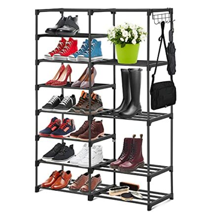 7-Tier Shoe Rack Shelf Footwear Boot Trainer Shoe Storage Rack Organizer Free Standing Shoe Rack for Hallway Bedroom Living Room