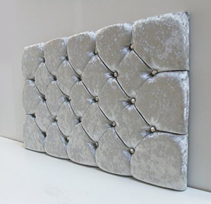 Lejoux™ Collection Chester Designer Headboard Bed Head in Single Double King (Silver Crushed Velvet, 4ft6 (Double) 30 Inches High)