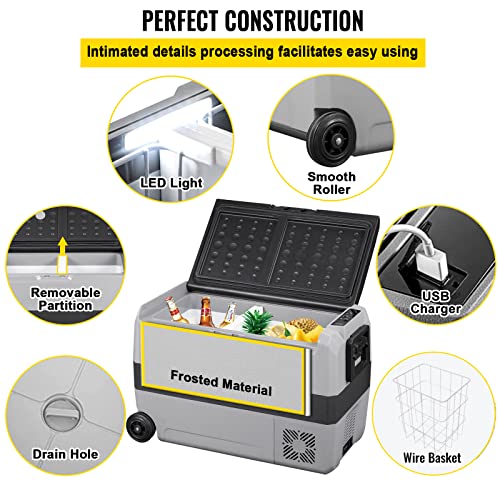 DISHENGZHEN RV 12/24V Refrigerator, 45L/48 Quart Car Fridge, Portable Freezer Compressor Cooler Compressor Freezer, 12/24V DC 110~240 Volt AC, fo