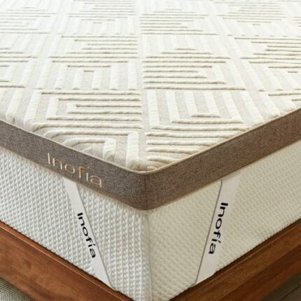 Inofia Gel Memory Foam Mattress Topper Double Bed, 3 Inch Foam Topper with Breathable Cover, Washable & Removeable, Dual Layer Support for Natura
