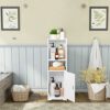 AIIKTOTA White Bathroom Floor Cabinet,Multi-Purpose Storage Cabinet Unit,Free Standing Bathroom Furniture Cabinet with Door and Shelves for Livin