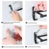 ANMEISH Self Adhesive Towel Rail 40cm,Anti Rust Aluminium Towel Rack with 2 Hooks,2 Tier Black Sticky Towel Holder,Double Wall Mounted Stick on T