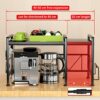 EKNITEY Extendable Microwave Oven Rack - Adjustable Kitchen Counter Shelf, 2 Tier Microwave Stand (L15.7~23.6" xW12.8 xH17.7) with 6 Hooks for Ki