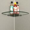 SAYAYO 250MM (7MM Thick) Bathroom Glass Corner Shelf  Glass Shelf Wall Mounted Tempered Transparent Glass with Chromed Shelf Brackets, EGBL1012S-