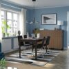 IKEA EKEDALEN/LILLÅNÄS table and 4 chairs, 120/180 cm, dark brown/chrome-plated Bomstad black