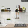 3 Pcs Shower Caddy - Wall Mounted Shower Caddy No Drill - Bathroom Shower Shelf with Soap Holder and Hooks - Rustproof Shower Organiser Rack for