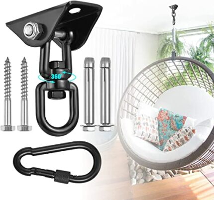 AkoaDa Hammock Hanging Kit, Heavy Duty Swing Hangers, 1200 lb Stainless Steel 360° Rotate Hammock Chair Hanging Kit Suspension Hooks with Bolt fo