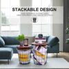 Lantaly Nesting Retro Wire Coffee Tables Stacking Storage Convertible Round Metal Basket Accent Side End Tables with Storage for Living Room Bedr