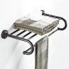 HIGOH Towel Racks,Bathroom Towel Rack Wall Mounted Towel Holder,Copper Towel Rack with Single Towel Bar Wall Mount Shelf,Towel Rail,Bronze Brushe