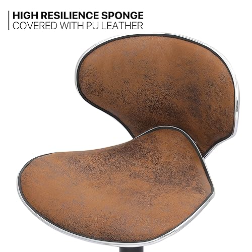 MoNiBloom Counter Height Swivel Bar Stools Set of 2, Coffee PU Leather Height-Adjustable Barstools with Footresr for Kitchen and Dining Room, Mod