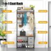 DDJ Hall Tree with Bench and Shoe Storage, Entryway Bench with Coat Rack with Shoe Storage, 7-in-1 Entryway Coat Rack with Hooks and Hanging Rod,