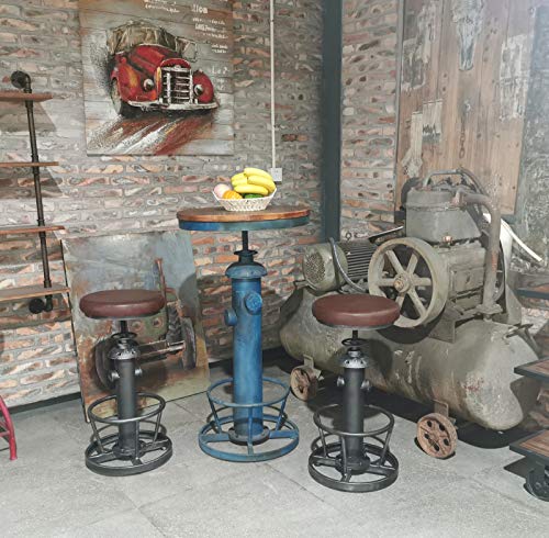 Topower American Antique Industrial Round Bottom Adjustable Height Cafe Coffee Retro Vintage Stylish Water Pipe Design Pub Kitchen Bar Stool (Sil