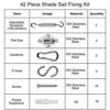 ZFYQ Sun Shade Sail Fixing Kit for Garden, 42 Pieces Stainless Steel Hardware Kit for Installation of Rectangular and Triangular Shade Sail