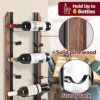 J JACKCUBE DESIGN Wall Mount Wine Rack Organizer for 6 Bottles Holder, Stylish Kitchen Wine Storage Display Holder Shelf in Rustic Wood and Metal