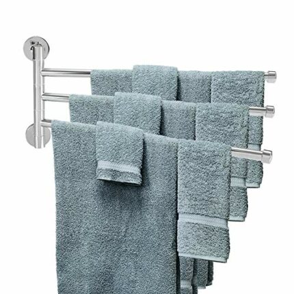 GOTOTOP Towel Rack, Stainless Steel Towel Rail Bathroom Storage Shelf with 2 Towel Bar Wall Mounted Towel Holder for Bathroom Hotel Kitchen(3 Arm