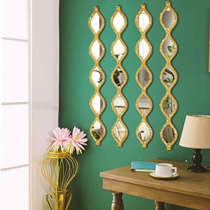 BBTO Teardrop Mirror Wall Decor Decorative Mirror Rustic Crush Diamond Mirrors Wall Decor Farmhouse Decorative Long Mirror for Bathroom Bedroom E