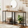 HOOBRO Console Table, Slim Console Table for Hallway, Entryway Table with 2 Shelves, Industrial Display Table, Slim Sofa Table for Living Room, B