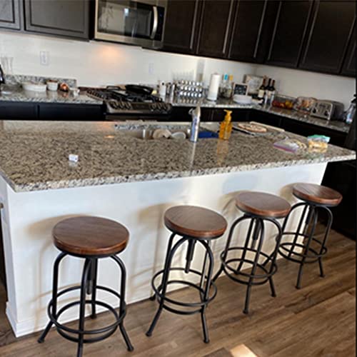 BOKKOLIK Set of 2-Industrial Bar Stool-Retro 28-34inch Swivel Stools-Extra Tall Kitchen Chair-Bar Counter Height Adjustable-Fully Welded (Black 2