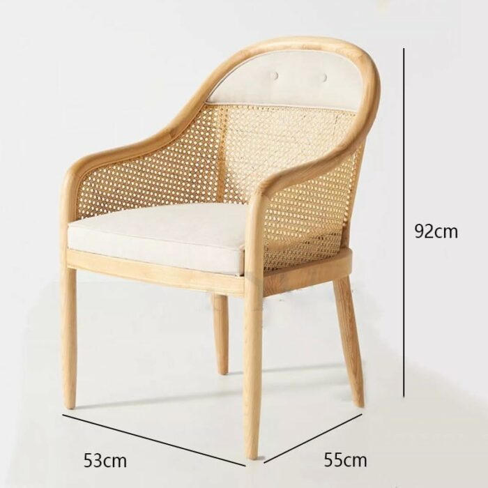 WALNUT Office Kitchen Arm Dining Chair Rattan Outdoor Restaurant Ergonomic Chair Wooden Party Furniture