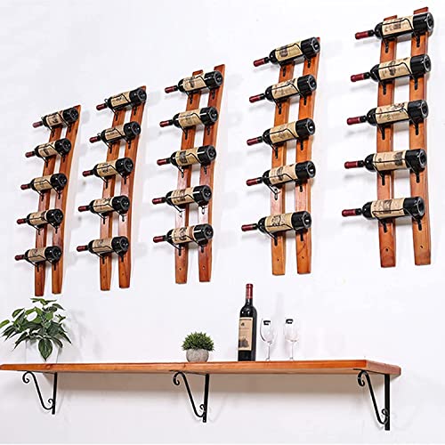 Wall-Mounted Hanging Shelf Wine Rack Bottle Holder,Wine Storage Wall Racks 5 Bottles Wine Holder Farmhouse Wall Decor for Kitchen Dining Room Bar