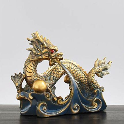 PIBM Stylish Simplicity Resin Crafts Creative Home Office Kitchen Living Room Bedroom Decorated in Chinese Style Blue Dragon Wine Rack Ornaments