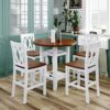 WALNUT Farmhouse 5 Piece Round Counter Height Kitchen Dining Table Set W/Storage Shelf Glass Shelf 4 Back Dining Chairs