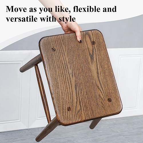 Cttasty Wood Stool, Set of 2 Wood Small Side Table, Wood Plant Stool, Wood Bar Stools, Wood Vanity Stool, Sofa End Table, 15.75" L*11.81" W*18.11
