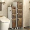 Bathroom Storage Cabinet for Small Spaces, 3/4/5 Drawer Narrow Bathroom Floor Cabinet Strong Frame Home Storage Container Tower, Large Capacity S