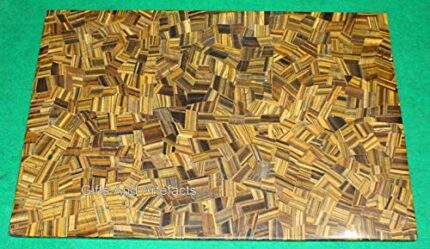 Gifts And Artefacts 36 x 48 Inches Island Table Top for Kitchen Decor Rectangle Shape Marble Dining Table Overlaid with Tiger Eye Stones