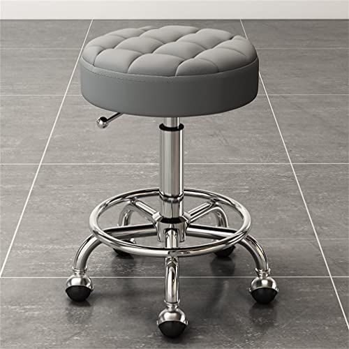 AANAN Stools,Beauty Stool Rolling Stool with Footrest, Comfortable Swivel Stool on Wheels, Heavy Duty Hydraulic Metal Stool with Rod for Salon, M