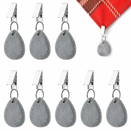 BOXOB 8pcs Tablecloth Weights Clips, Marble Tablecloth Pendant Picnic Tablecloth Clips Table Cloth Holding Clip for Indoor Outdoor Tables Camping