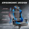 Farini Gaming Chair, Gaming Chair for Adults,High Back PC Computer Chair with Lumbar Support, Headrest (Black & Blue)