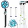 High Pressure Water Saving Shower, 360 Degrees Rotating Propeller Driven Handheld Shower Head with Filter, Turbo Spa Shower Head with Fan & Switc