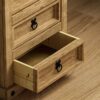 Amazon Brand - Movian Corona 3 Drawer Bedside Chest Distressed Waxed Rectangular Nightstand Table, Solid Pine Wood, 35 cm D x 48 cm W x 60 cm H