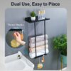 Niubuyei Towel Rack for Bathroom, Towel Holder Wall Mounted Bath Towel Storage with Metal Hand Towels Shelf and 3 Hooks for Bathroom/Bedroom/Livi