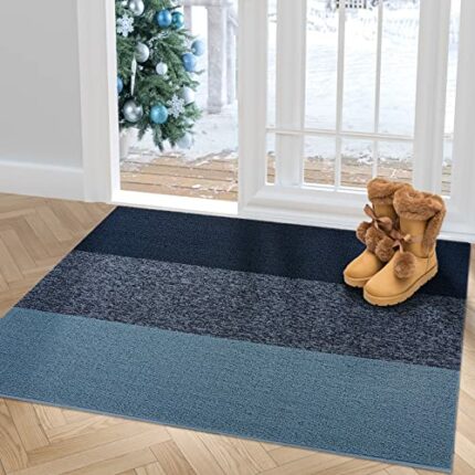 DEXI Door Mat Indoor Outdoor Doormat Duraloop Mat for Outdoor Entry Front Door Indoor Rug 24"x36" Blue