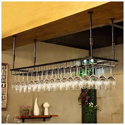 Stylish Simplicity Industrial Vintage Ceiling Stylish Simplicity Wine Rack Metal Decorative Goblet Holder Wine Glass Holder Adjustable Height Res